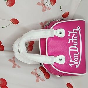NWT VON Dutch mini Bowling handbag HOT PINK